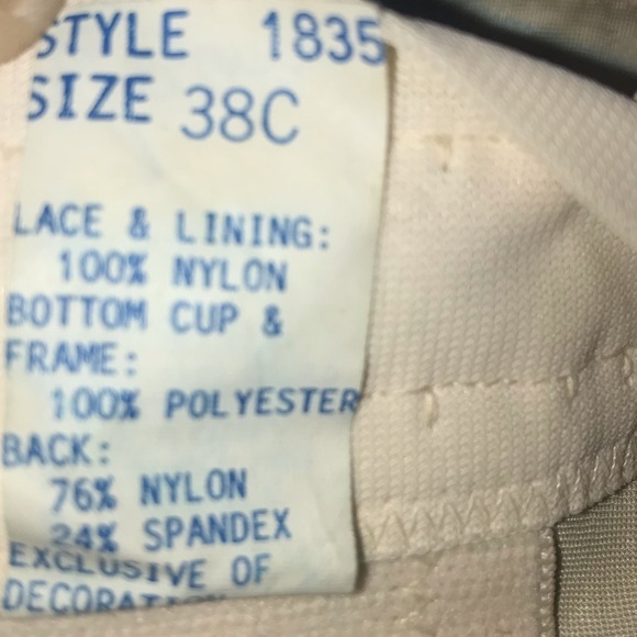 Vintage Va Bien Bustier Lace Underwire Bra Boned Corset Size 38C Beige - Picture 6 of 8